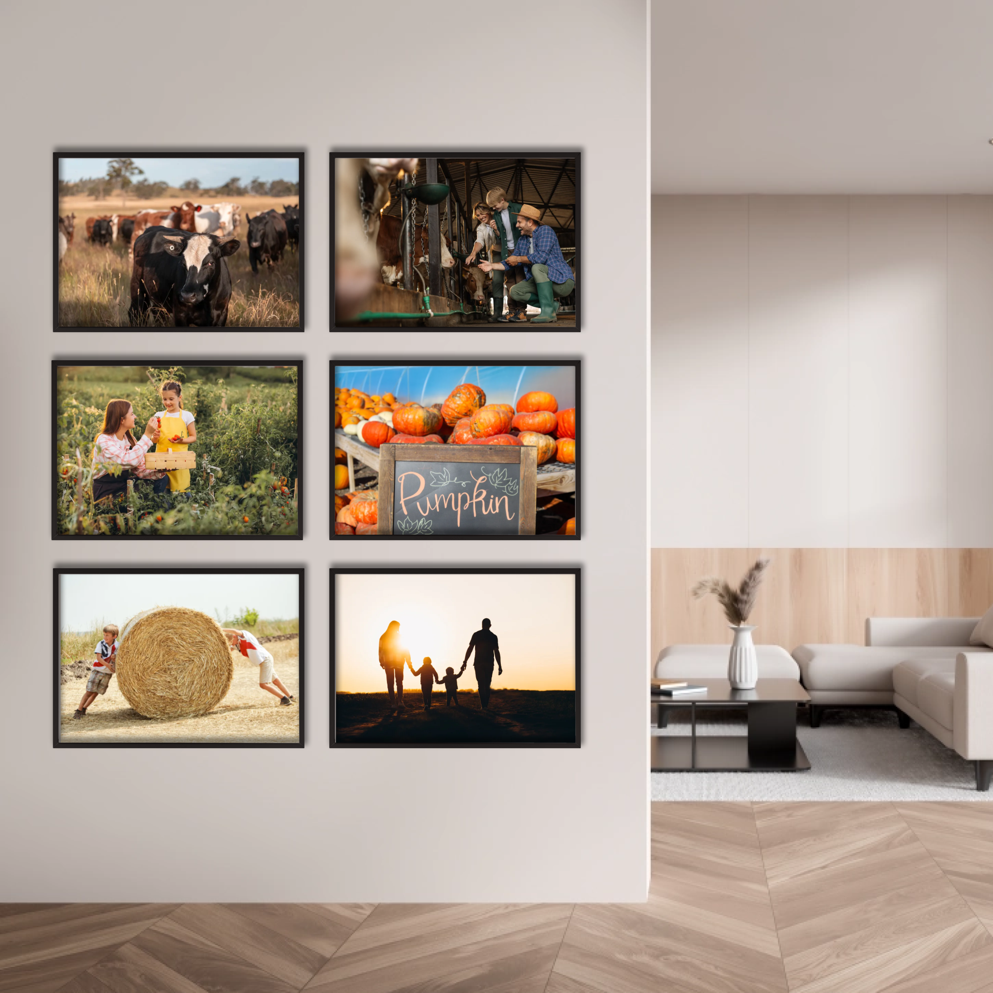 Galériová stena – Nahrať fotografie – 6 horizontálne plagáty s rámami