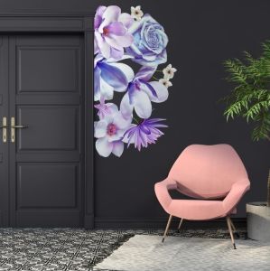 Nálepka na stenu - 3D Květinový Fialový Mák Lily Orchid Květ