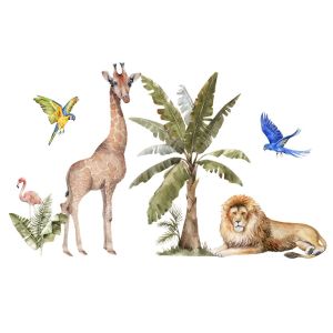 Nálepka na stenu -  Savannský Lev a Žirafa