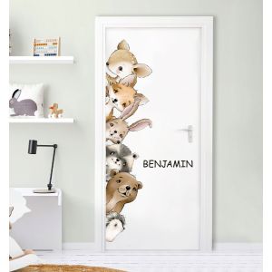 Door Sticker - Prezriavajúce zvieratá / 02 / Prispôsobený text