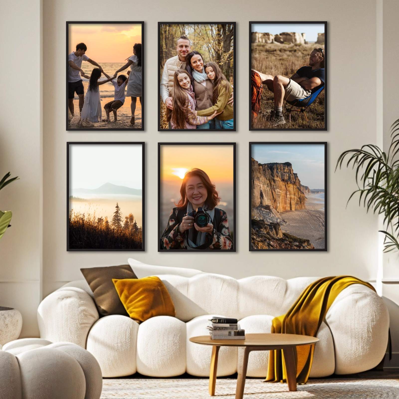 Galériová stena – Nahrať fotografiu – 6 plagáty s rámami