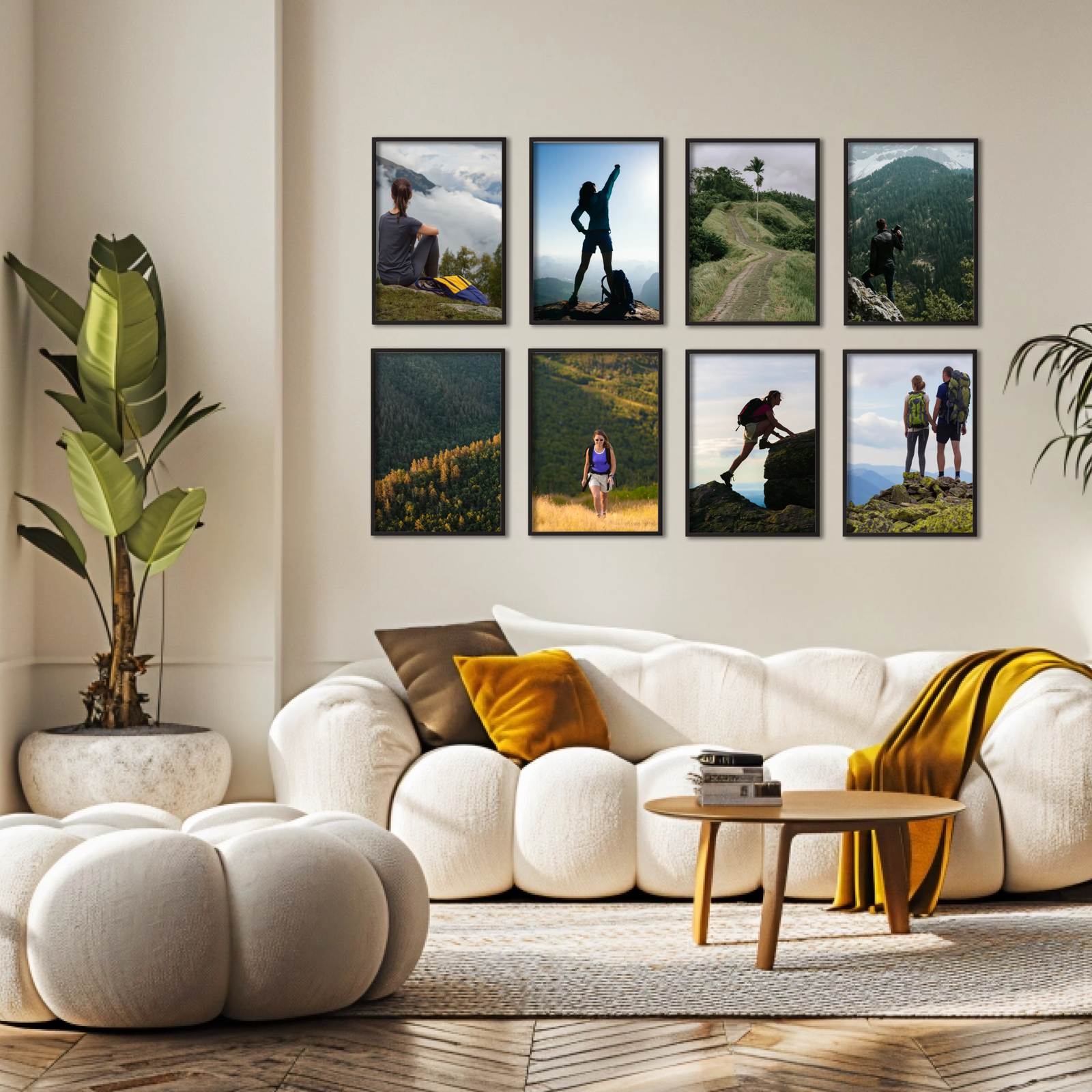 Galériová stena – Nahrať fotografiu – 8 plagáty s rámami