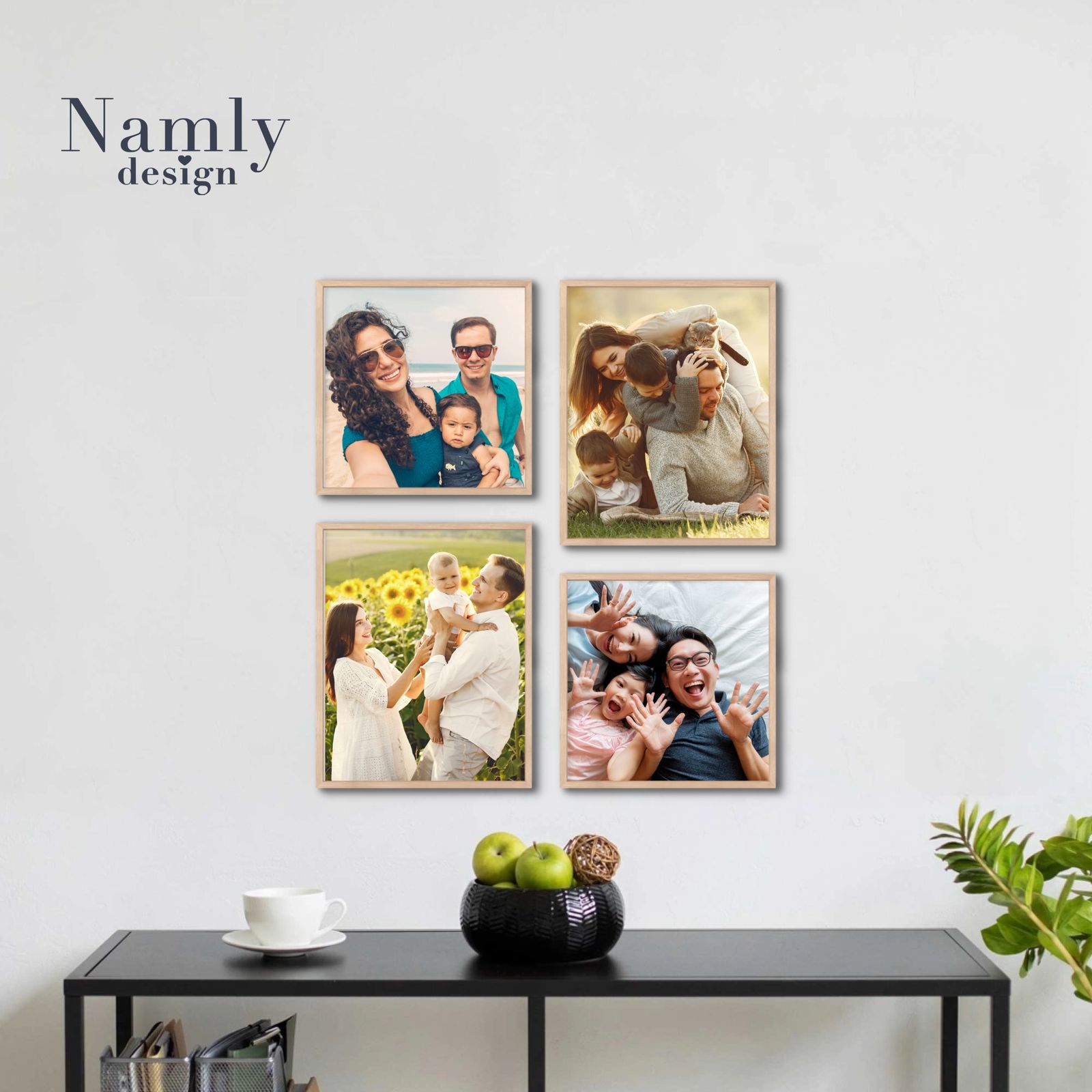 Galériová stena – Nahrať fotografiu – 4 personalizovaných plagátov s rámami