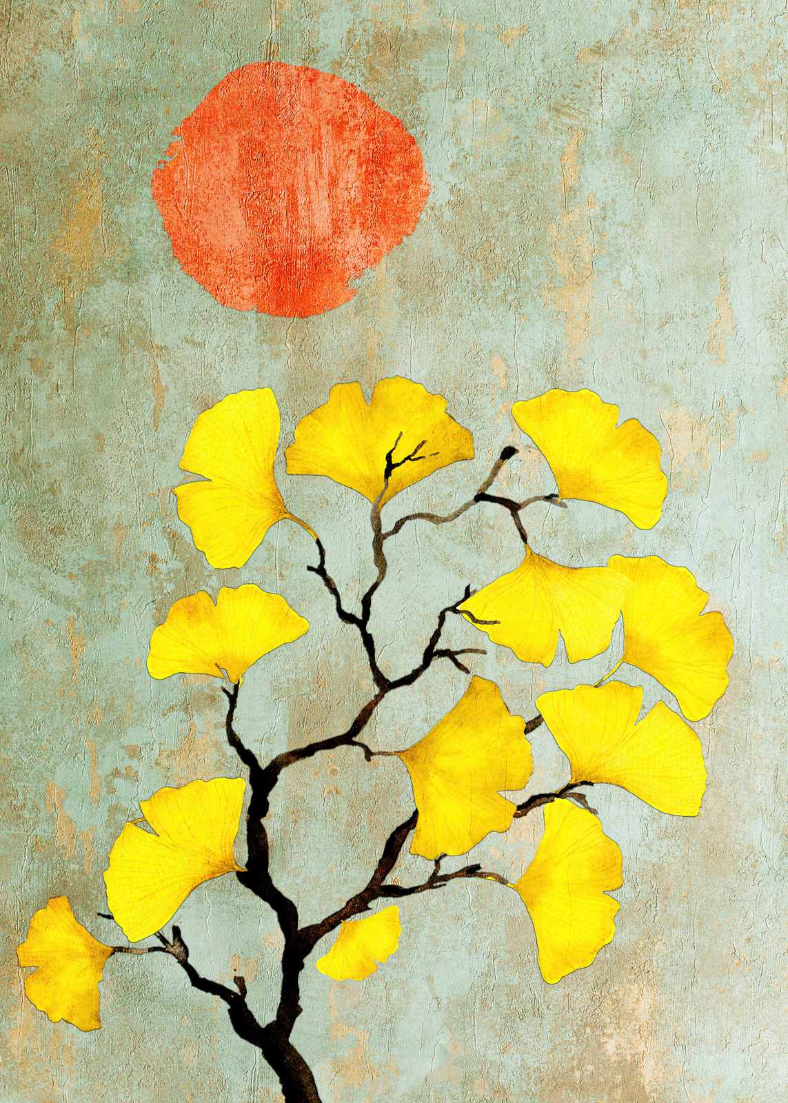 Plagát - Slnko a Ginkgo Listy